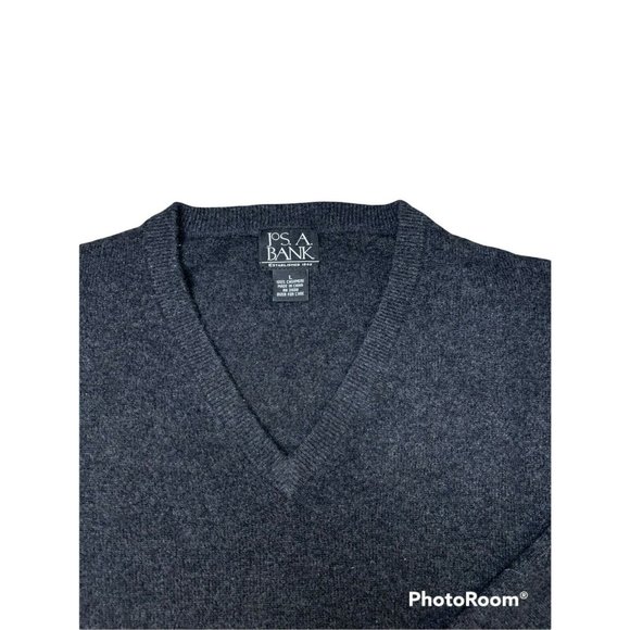 JOS A BANK Size Large Men's 100% Cashmere Sweater Black V-Neck Top - Picture 3 of 4